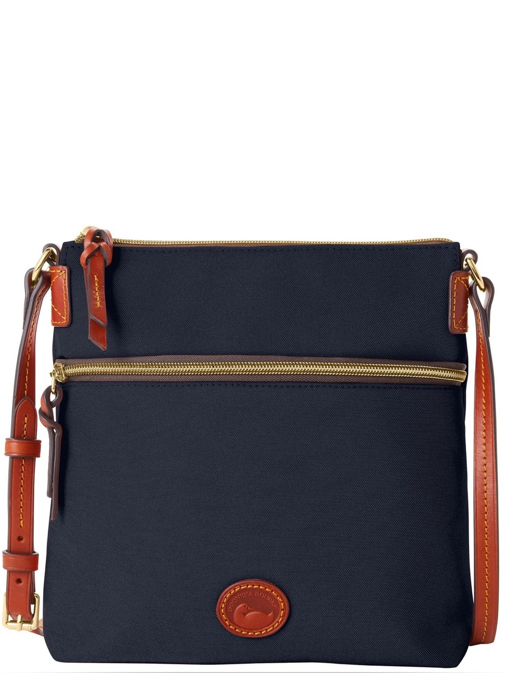 Dooney & Bourke Navy Nylon Crossbody Bag with Tan Leather Trim - Picture 1 of 6
